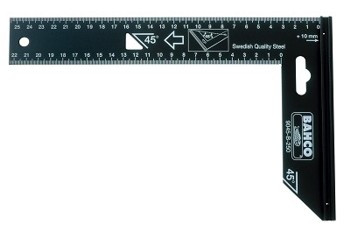 Bahco 9045-B-250 Carpenter square with steel blade, 250 mm