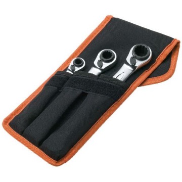 Bahco S4RM/3T Ring ratchet spanner set in nylon pouch, 3 pieces, 8 - 19 mm
