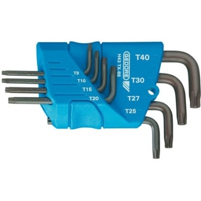 Gedore H 43 TX-08 Cranked socket key set 8 pcs Torx T10-T45