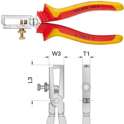 Gedore VDE 8098-160 H VDE Stripping pliers with insulating sleeves 160 mm