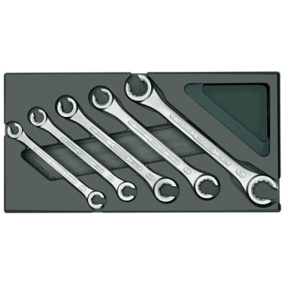 Gedore 1500 ES-400 Set of open flare nut spanners in 1/3 ES module