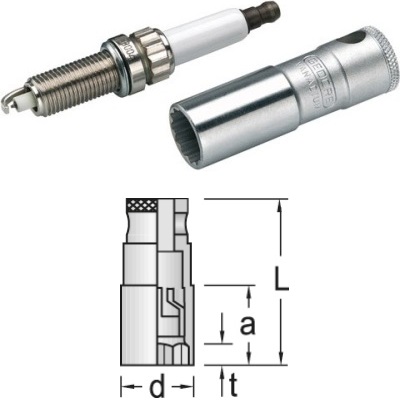 Gedore D 55 Spark plug socket 3/8" 14 mm