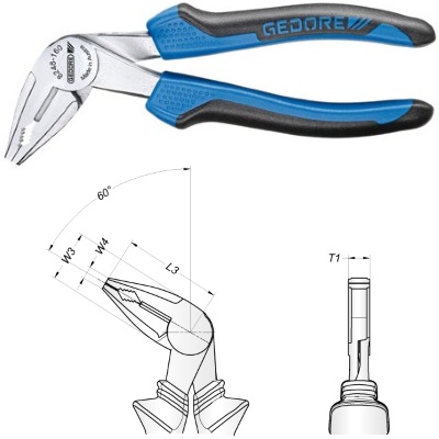 Gedore 8248-160 JC Combination pliers, angled, 160 mm