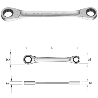 Gedore 4 R 8x9 Flat ring ratchet spanner 8x9 mm