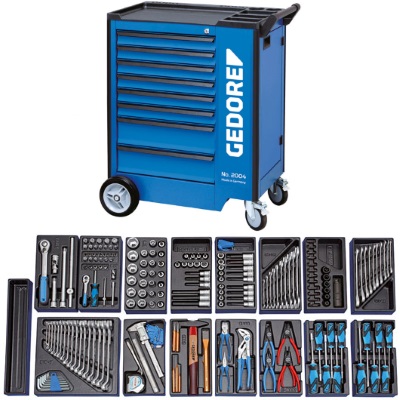 Gedore 1500 ES-02-2004 0620 Tool assortment with tool trolley, 207 pieces