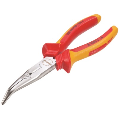 Gedore VDE 8131 AB-200 H VDE Bent nose telephone pliers with crimp and stripping function, 200 mm