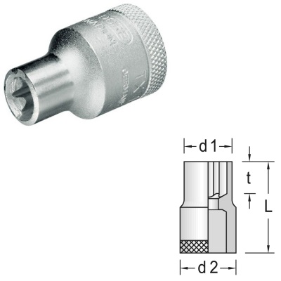 Gedore TX 19 E10 Socket 1/2" Torx E10