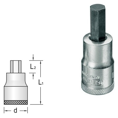 Gedore IN 19 10 Screwdriver bit socket 1/2" in-hex 10 mm