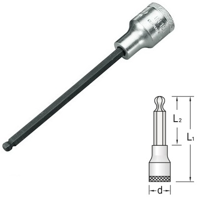 Gedore IN 19 LK 6-140 Screwdriver bit socket 1/2", long inbus 6 mm