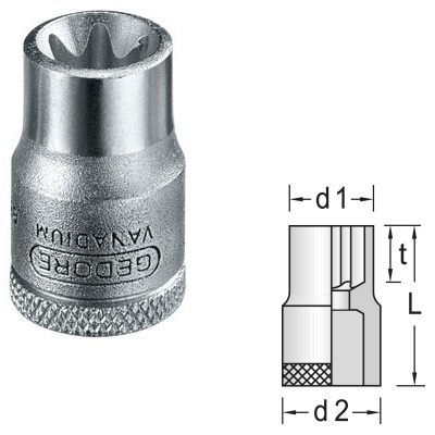 Gedore TX 30 E5 Socket 3/8" Torx E5