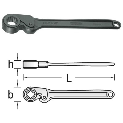 Gedore 31 KR 12-24 Friction type ratchet with ring UD-profile 24 mm