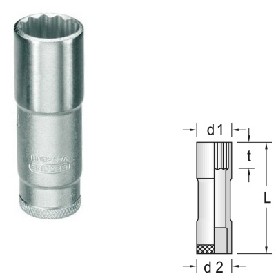 Gedore D 30 L 22 Dopsleutel 3/8", lang UD-profiel 22 mm