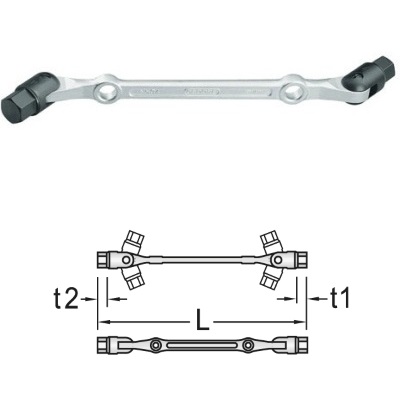 Gedore IN 34 12x14 Swivel head wrench double ended Inbus 12x14 mm