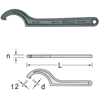 Gedore 40 Z 16-18 Haaksleutel met pen 16-18 mm