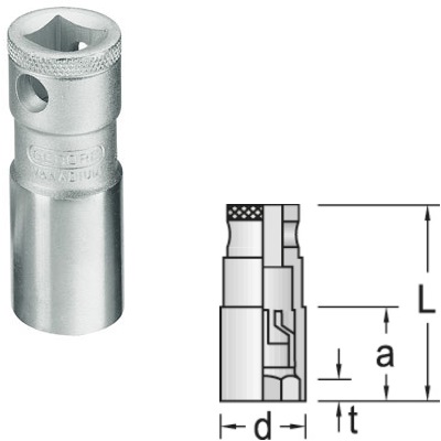 Gedore 50 Spark plug socket with retention spring 20.8 mm 1/2"