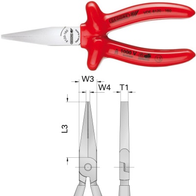 Gedore VDE 8120-160 VDE Flat nose pliers with dipped insulation