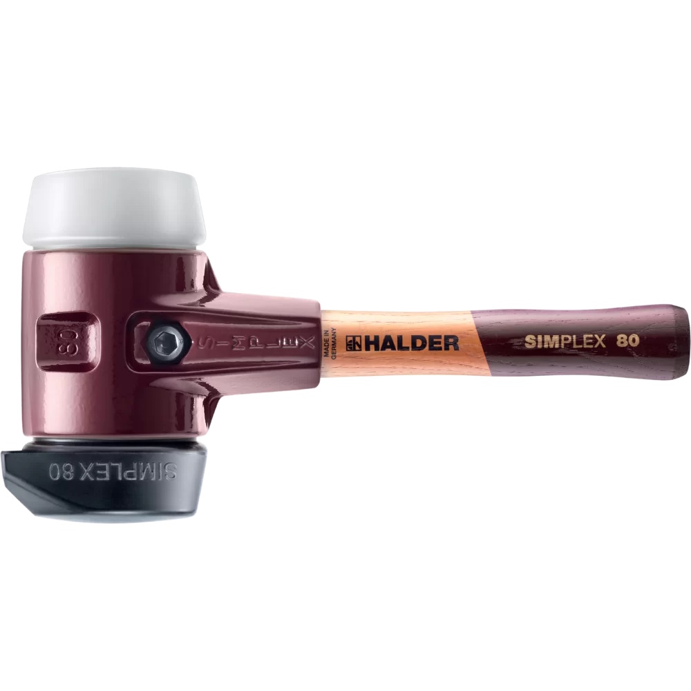 Halder 3027.282 Simplex-Schonhammer, Superplastik/Gummikomposition Einsatz mit Standfu, kurz, 80 mm