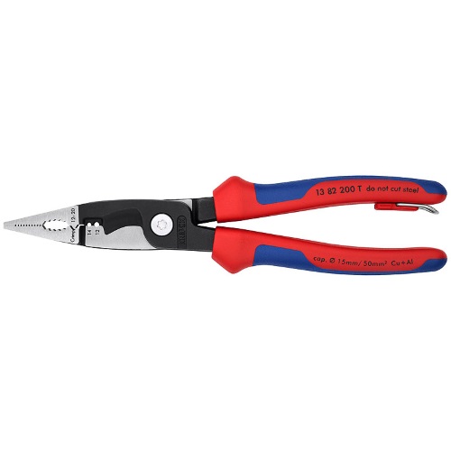 Knipex 13 82 200 T Pliers for Electrical Installation with tether attachment point