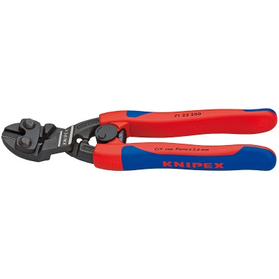 Knipex 71 22 200 CoBolt Compact Bolt Cutter, angled with opening spring