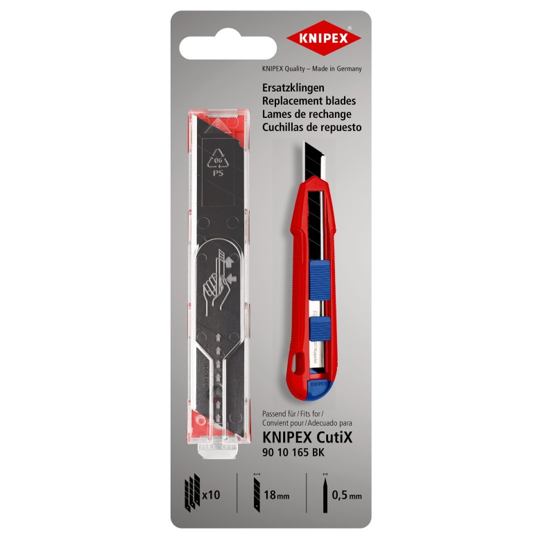 Knipex 90 10 165 E02 Spare blades for CutiX universal knife (90 10 165 BK), 10 pieces