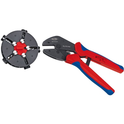 Knipex 97 33 02 MultiCrimp crimping pliers with changer magazine and 5 crimping dies