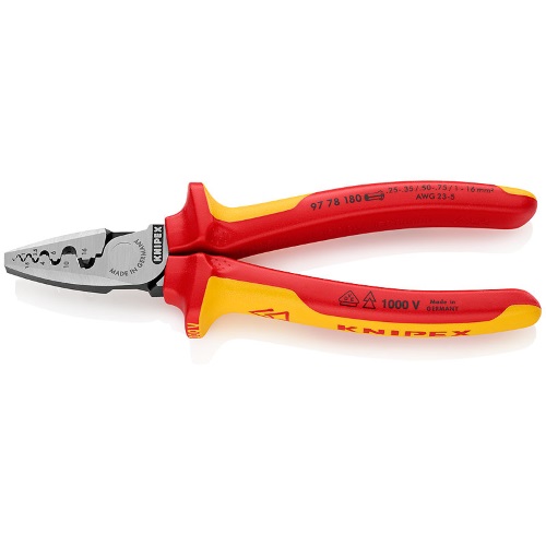 Knipex 97 78 180 Crimping Pliers for end sleeves (ferrules) VDE