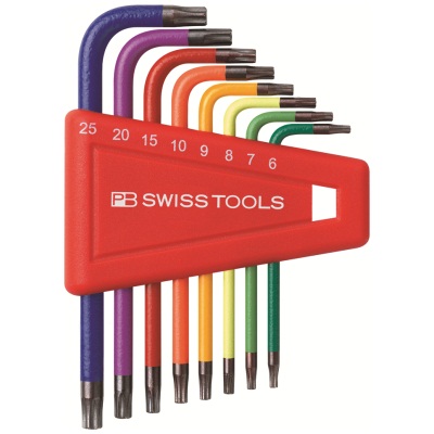 PB Swiss Tools 410.H 6-25 RB Rainbow L-key set, Torx size T6 to T25