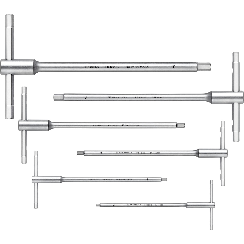 PB Swiss Tools 1204.SET 10 Schraubendrehersatz mit T-Griff, Inbus, 3, 4, 5, 6, 8, 10 mm