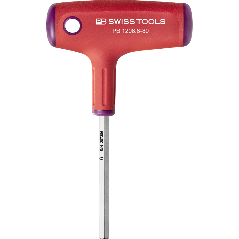 PB Swiss Tools 1206.6-80 Screwdriver with T-handle, Inbus 6 mm