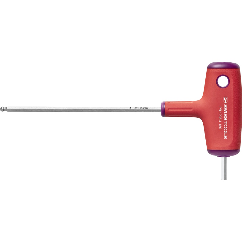 PB Swiss Tools 1208.4-150 Screwdriver with T-handle, Inbus with ball end, 4 mm