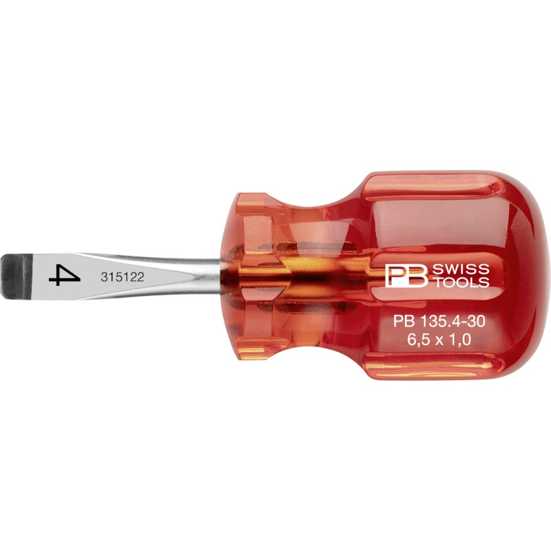 PB Swiss Tools 135.4-30 Classic stubby screwdriver for slotted screws, size 4