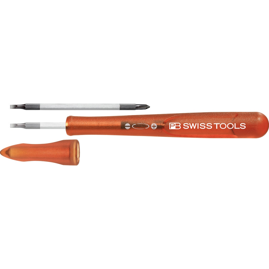 PB Swiss Tools 168.00 Red Screwdriver with interchangeable blade, Slotted / Phillips, size 00, red