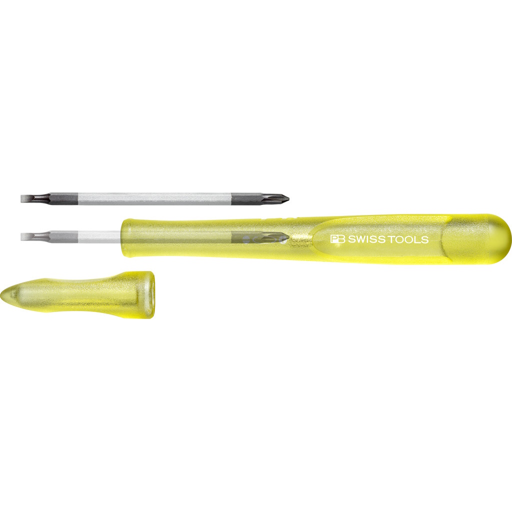 PB Swiss Tools 168.00 Yellow Screwdriver with interchangeable blade, Slotted / Phillips, size 00, yellow