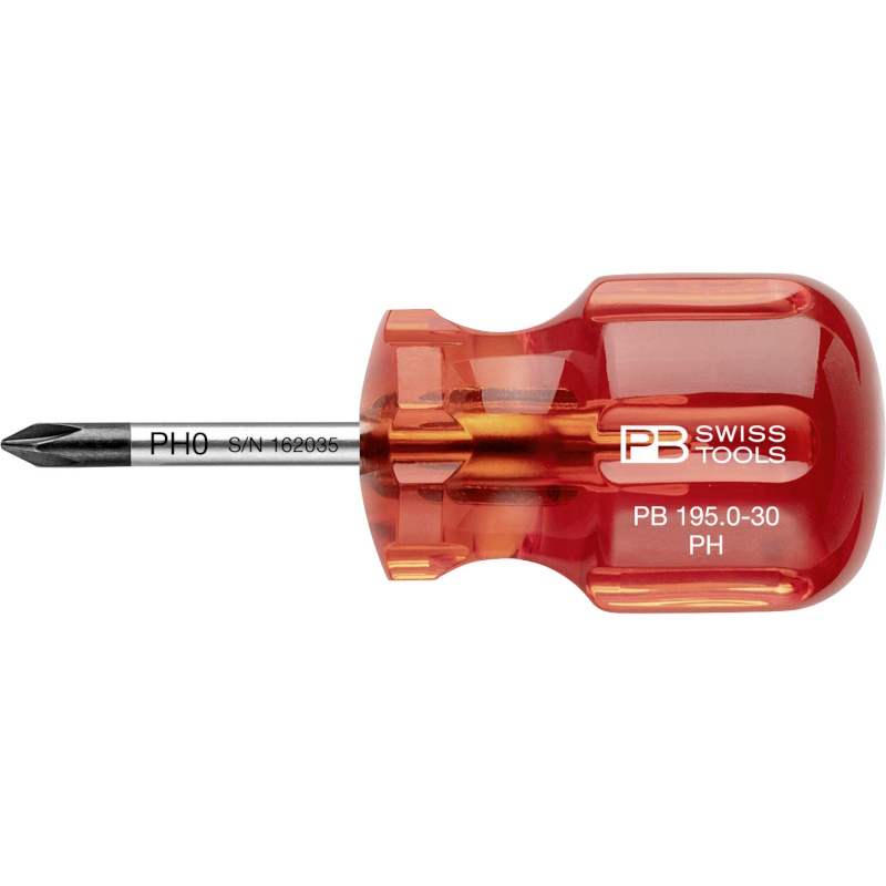 PB Swiss Tools 195.0-30 Classic stubby screwdriver for Phillips screws, size 0