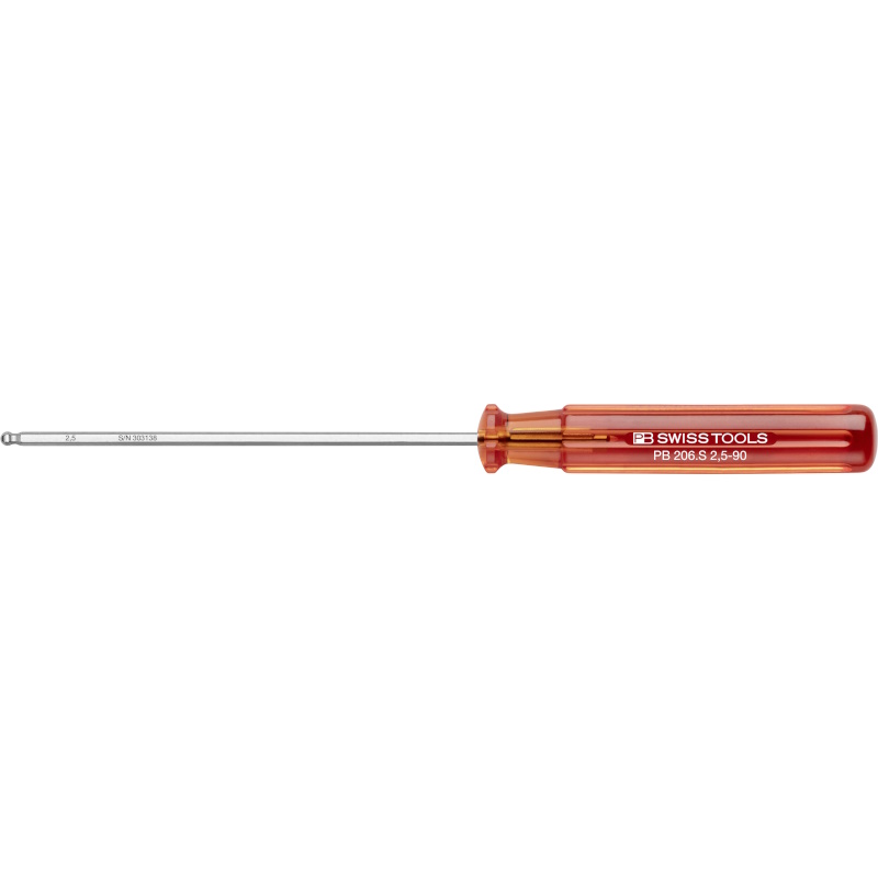 PB Swiss Tools 206.S 2,5-90 Classic screwdriver, Inbus with ball end 2,5 mm