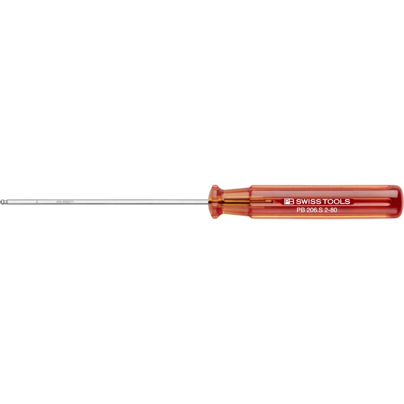 PB Swiss Tools 206.S 2-80 Classic screwdriver, Inbus with ball end 2 mm