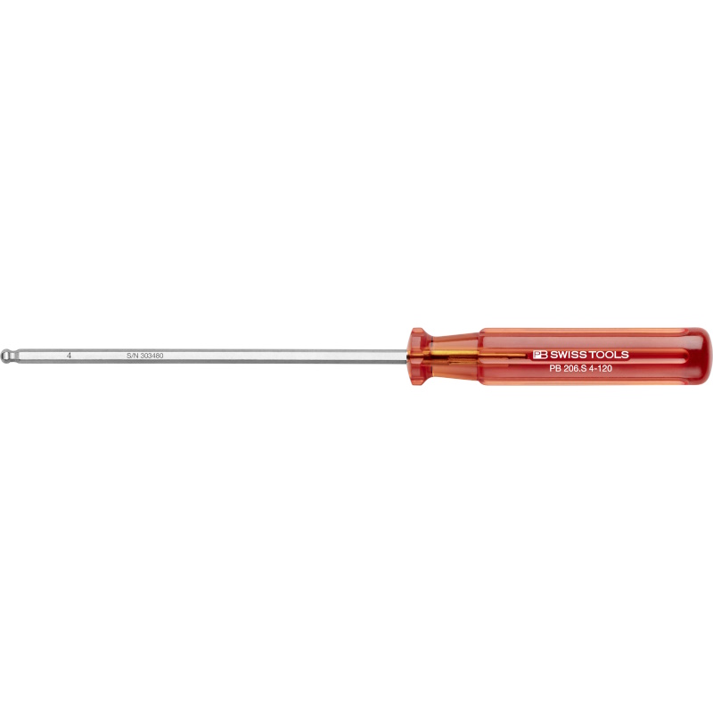 PB Swiss Tools 206.S 4-120 Classic screwdriver, Inbus with ball end 4 mm
