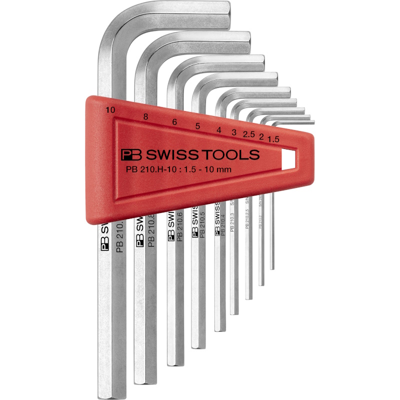 PB Swiss Tools 210.H-10 L-key set in holder, Inbus 1,5 to 10 mm