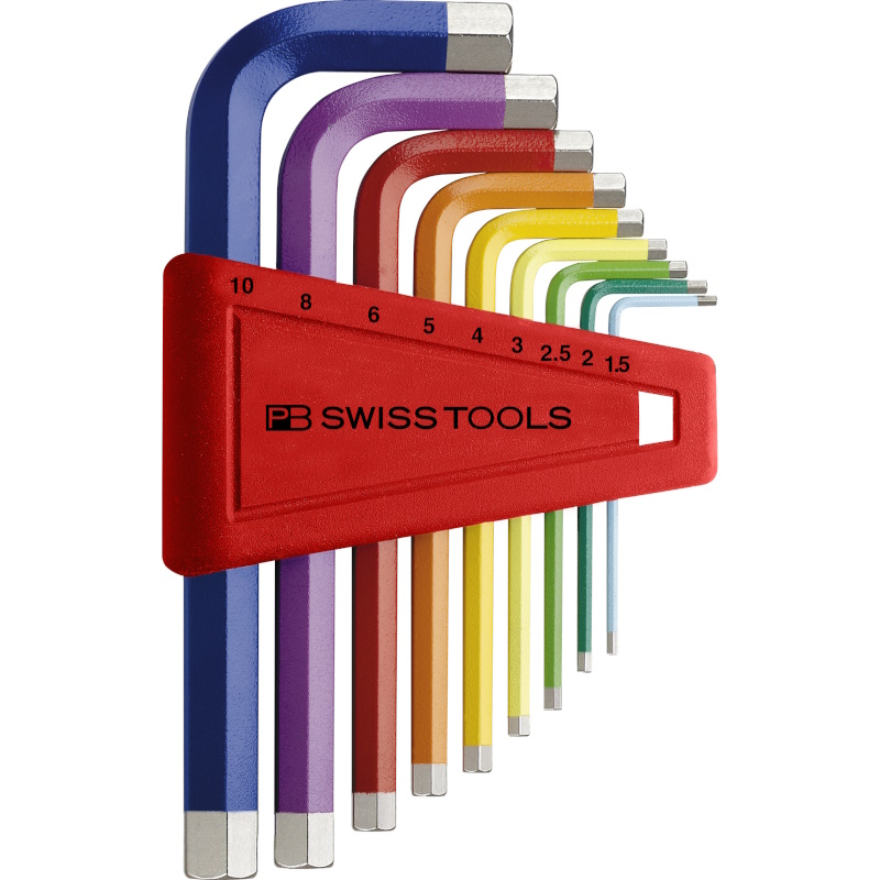 PB Swiss Tools 210.H-10 RB Rainbow L-key set in holder, Inbus 1,5 to 10 mm