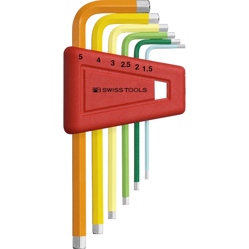 PB Swiss Tools 210.H-5 RB Rainbow L-key set in holder, Inbus 1,5 to 5 mm