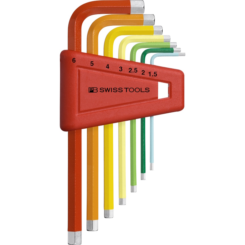 PB Swiss Tools 210.H-6 RB Rainbow L-key set in holder, Inbus 1,5 to 6 mm