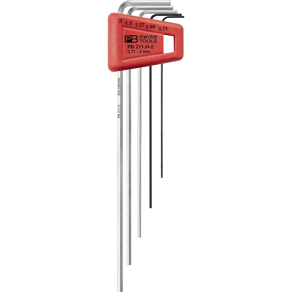 PB Swiss Tools 211.H-2 L-key set in holder, long, Inbus 0,71 to 2 mm