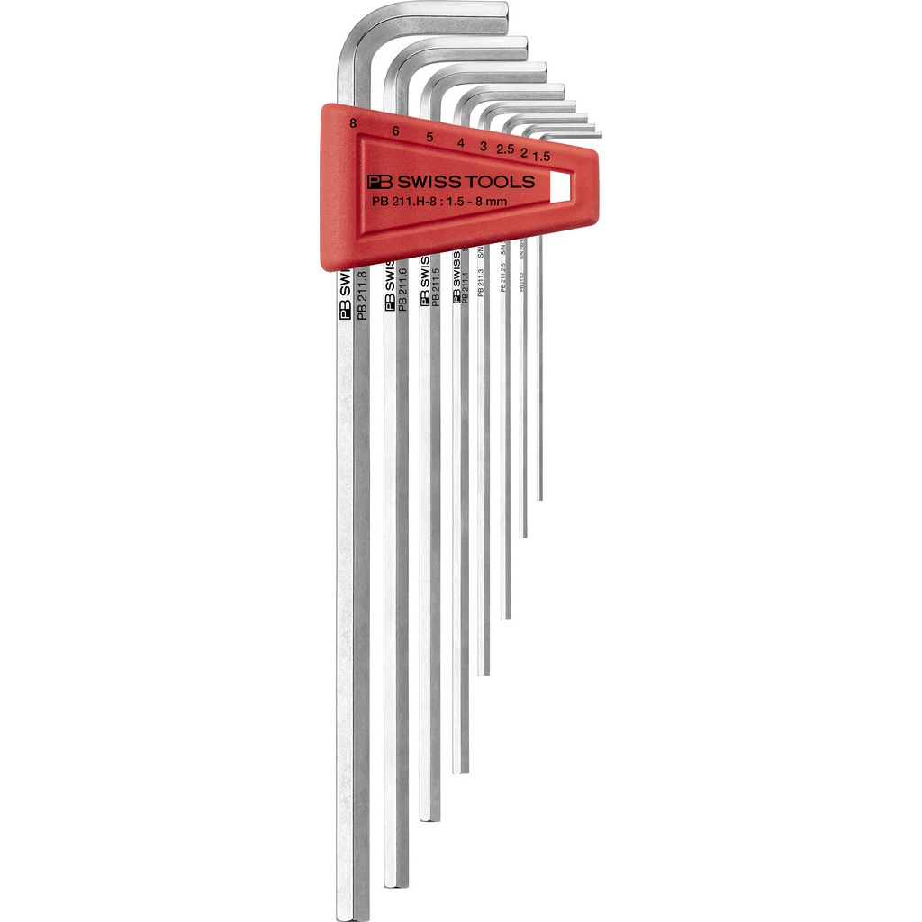 PB Swiss Tools 211.H-8 L-key set in holder, long, Inbus 1,5 to 8 mm