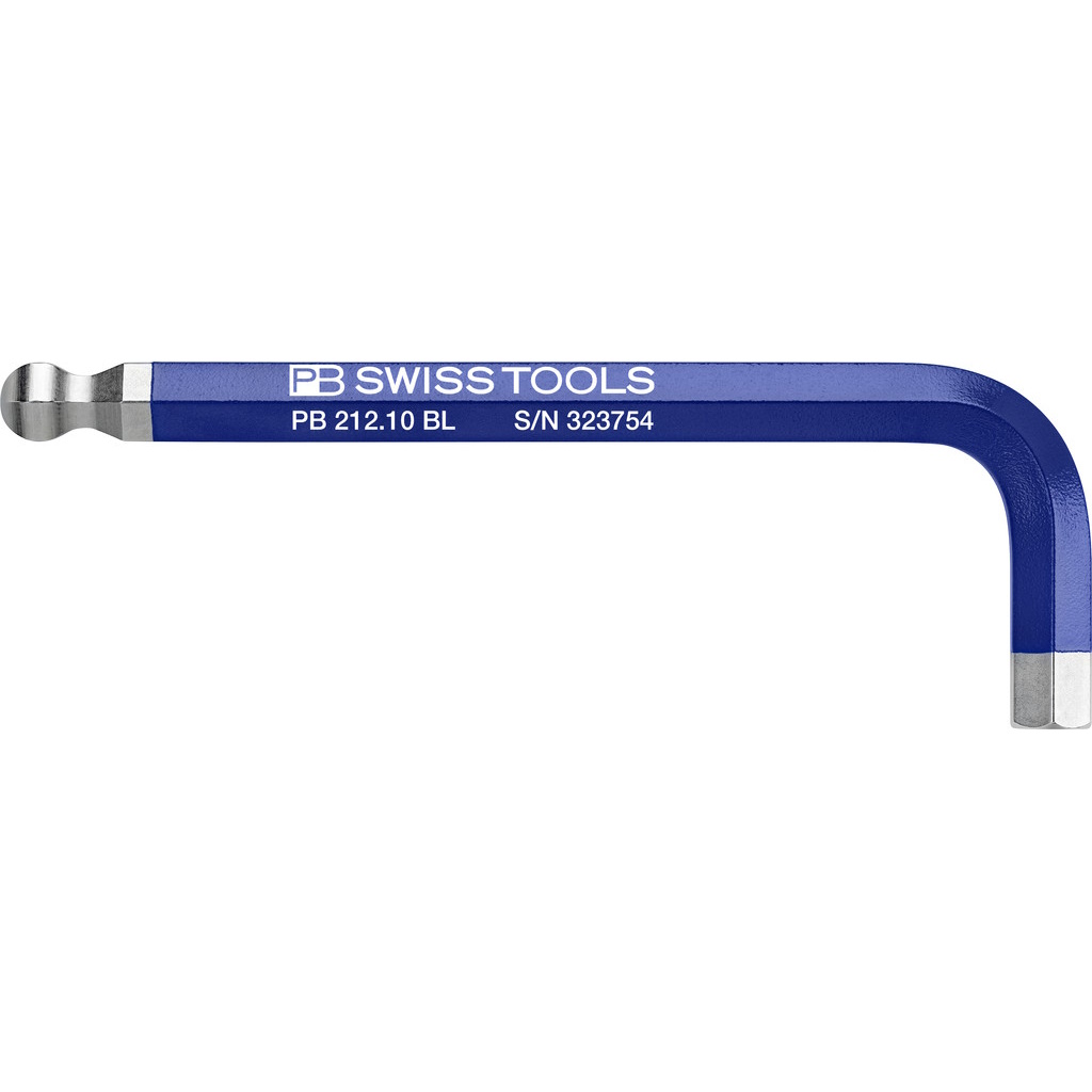 PB Swiss Tools 212.10 BL Rainbow Winkelschlssel, Inbus mit Kugelkopf, blau, 10 mm