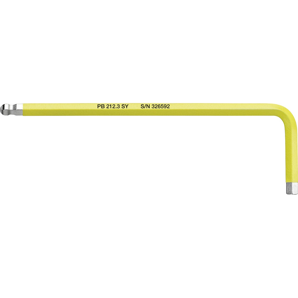 PB Swiss Tools 212.3 SY Rainbow L-key, Inbus with ball end, light yellow, 3 mm