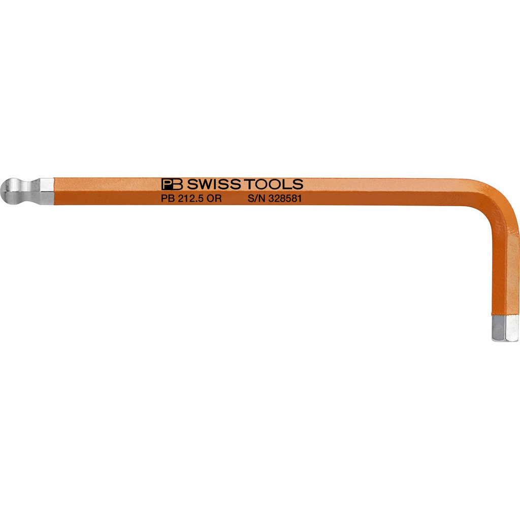 PB Swiss Tools 212.5 OR Rainbow L-key, Inbus with ball end, orange, 5 mm