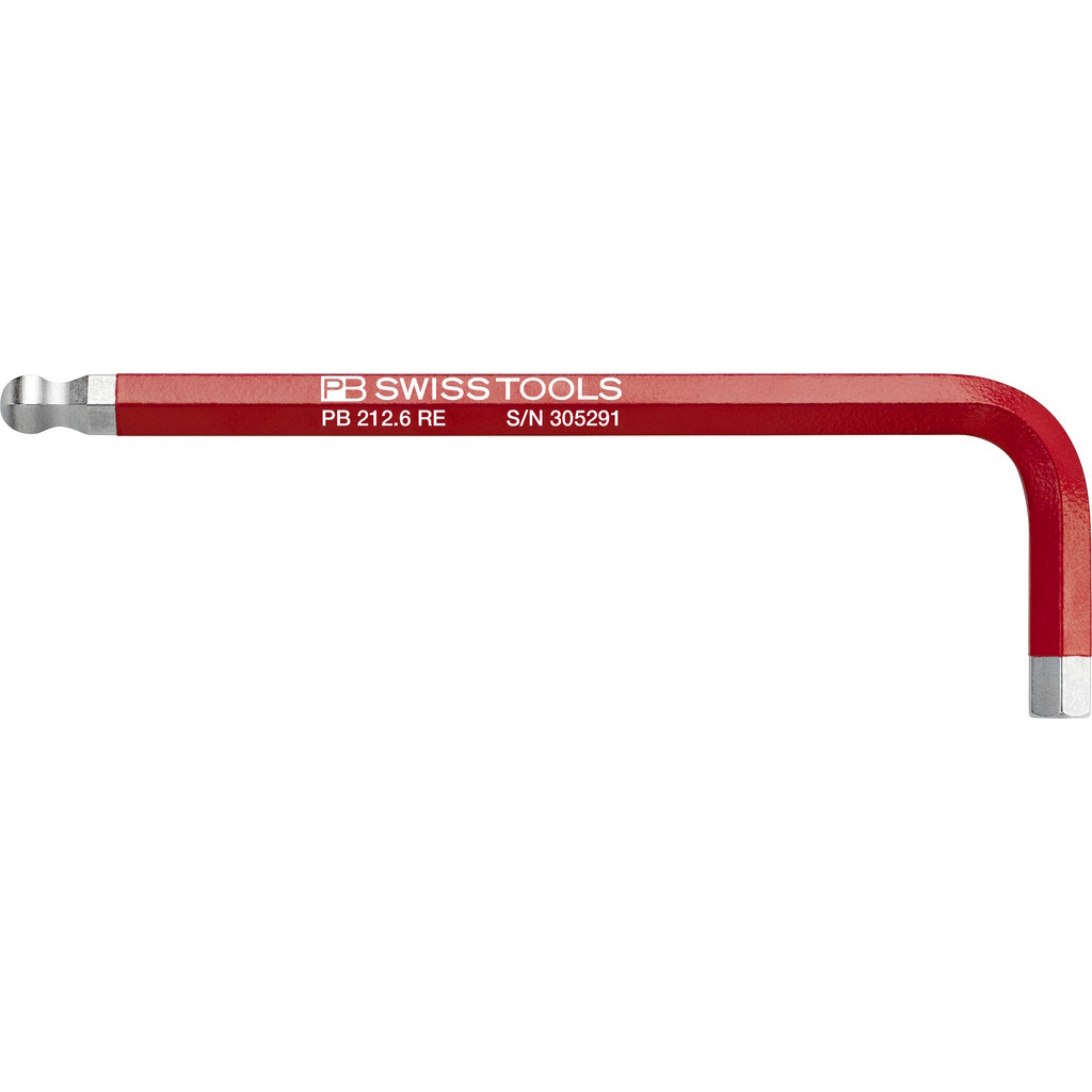 PB Swiss Tools 212.6 RE Rainbow Winkelschlssel, Inbus mit Kugelkopf, rot, 6 mm