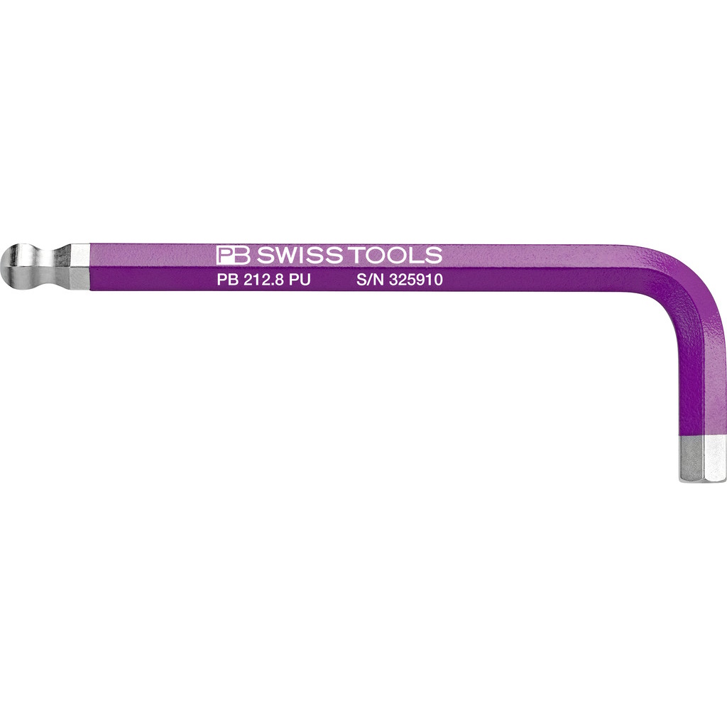 PB Swiss Tools 212.8 PU Rainbow Winkelschlssel, Inbus mit Kugelkopf, violett, 8 mm