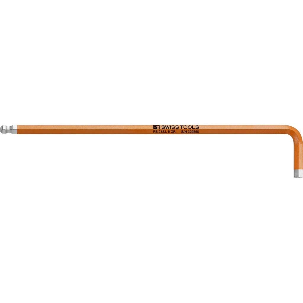 PB Swiss Tools 212.L 5 OR Rainbow Winkelschlssel, lang, Inbus mit Kugelkopf, orange, 5 mm