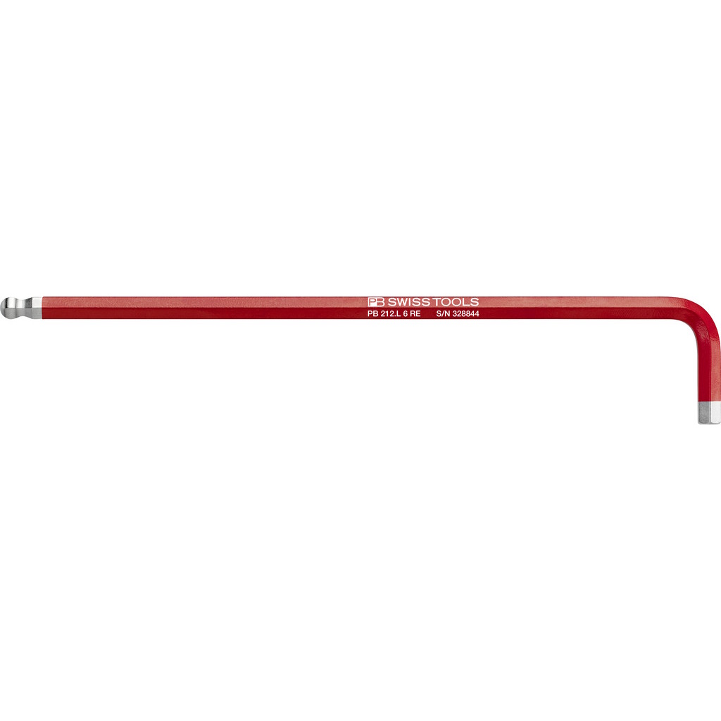PB Swiss Tools 212.L 6 RE Rainbow Winkelschlssel, lang, Inbus mit Kugelkopf, rot, 6 mm